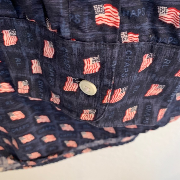 Chaps Ralph Lauren Mens Flag Print Button Down Shirt 2XLT Patriotic Americana - Picture 9 of 14
